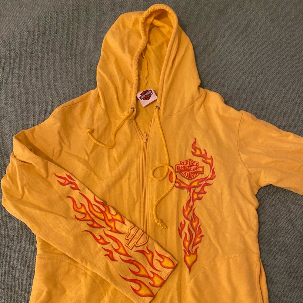 Harley Davidson Yellow Zip Up Hoodie